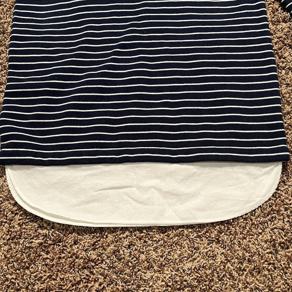 J Crew Sweater Womens XXS Navy Stripe Cowl Neck Knit Long Sleeve Pullover Top - Picture 5 of 10